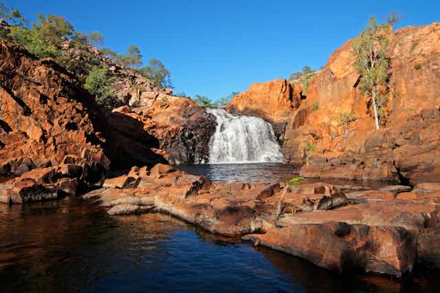 A small waterfall by a freshwater pool in Kakadu 