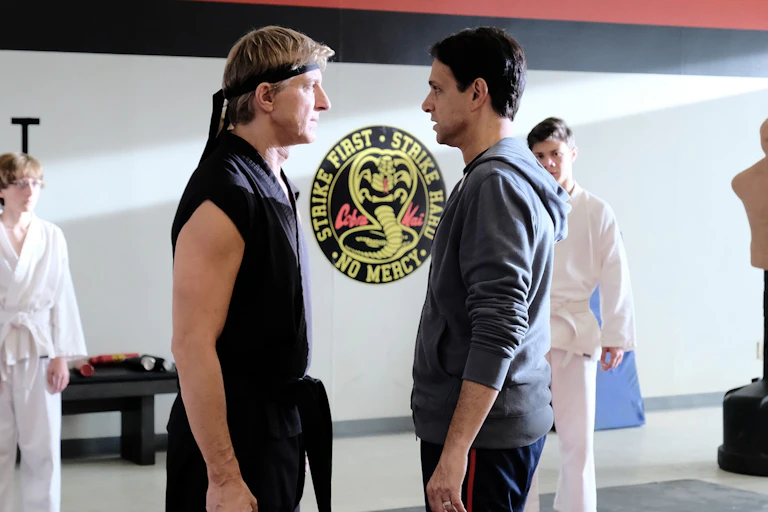 Two men face off in karate stance