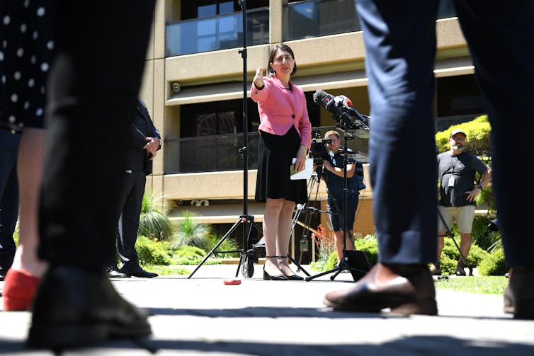 NSW Premier Gladys Berejiklian in a press conference at NSW Parliament.