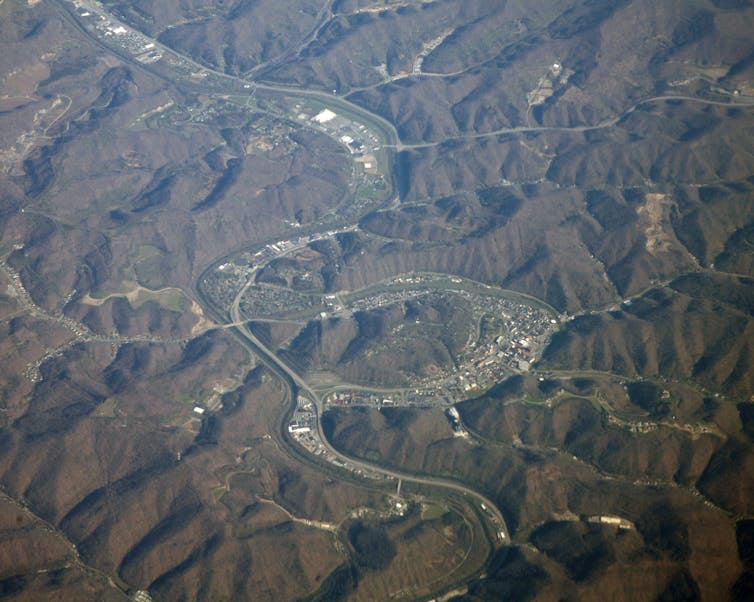 Aerial shot of Pikeville, Kentucky