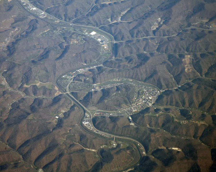 Aerial shot of Pikeville, Kentucky