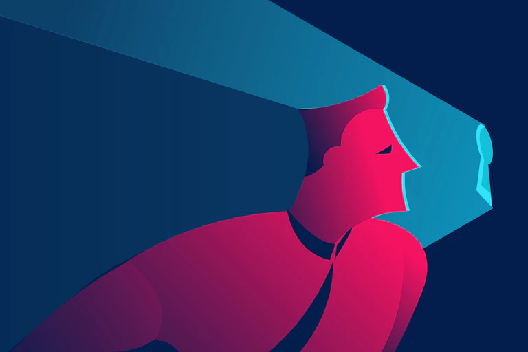 Ilustración de una persona mirando por una cerradura.
