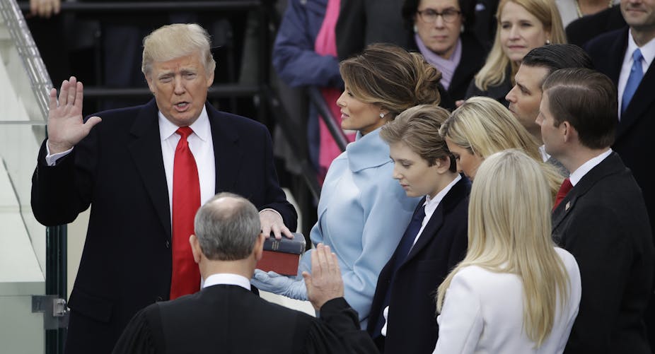 Donald Trump is sworn in as president of the United States