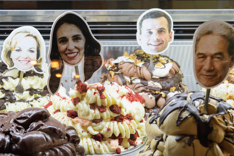 ice cream with pictures of politicians on sticks