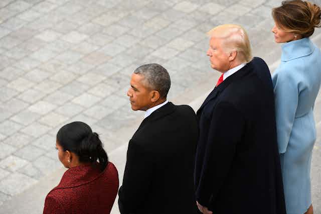 Michell and Barack Obama and Donald and Melania Trump. 