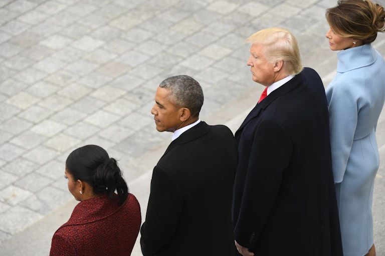 Michell and Barack Obama and Donald and Melania Trump.