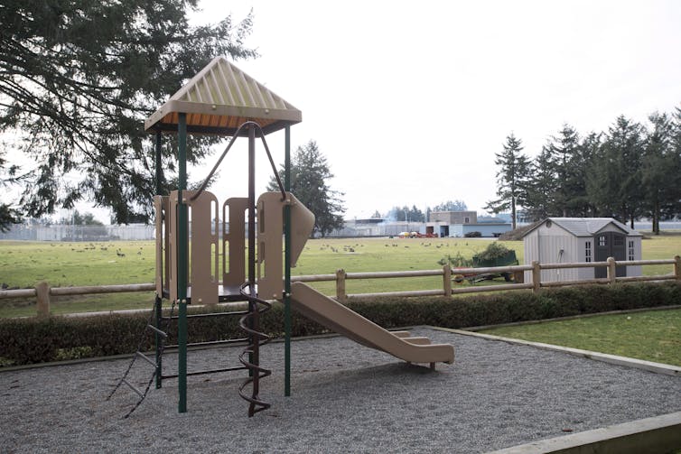 A children's outdoor play structure