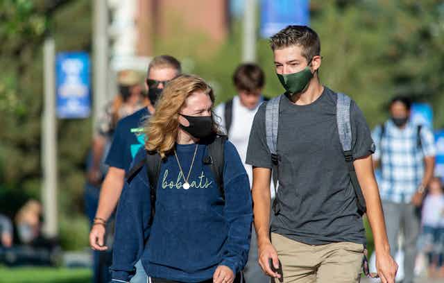 Students on the Montana State University campus.