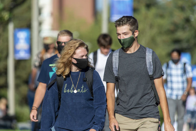 Students on the Montana State University campus.