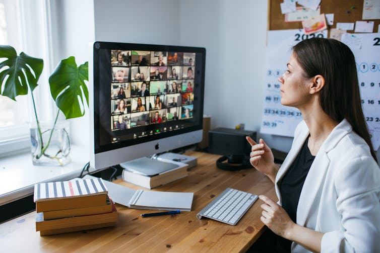 Woman on zoom call at work