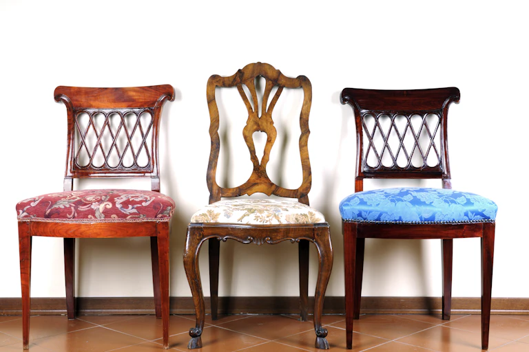 Three empty chairs