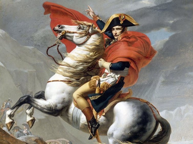 Painting of Napoleon Bonaparte on horseback.