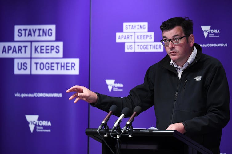 Daniel Andrews speaking to the media