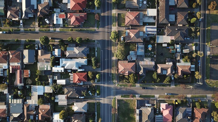 Melbourne suburb photographed from above