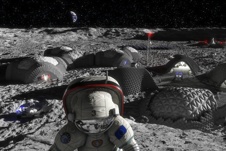 Artist's illustration of a Moon base.