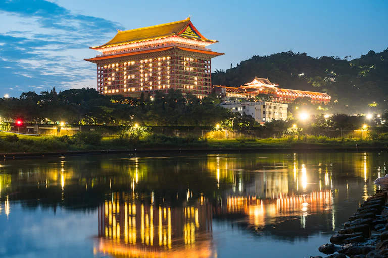 A hotel in Taiwan whose lit windows spell out 'Zero'