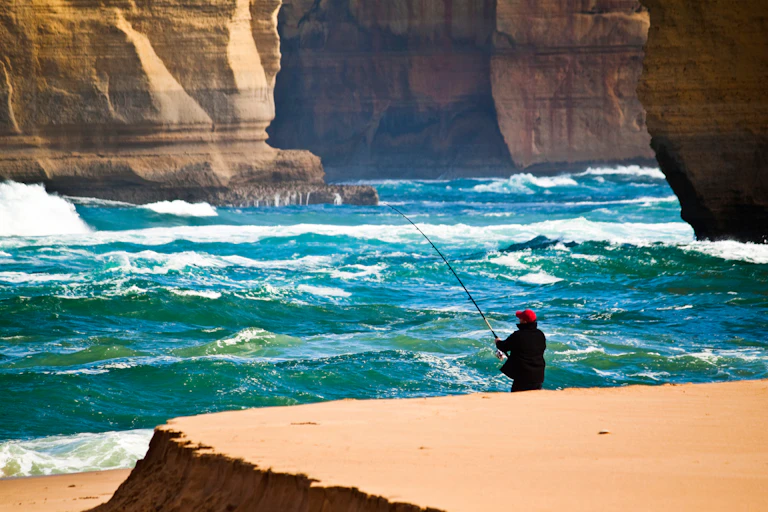 A man goes fishing.