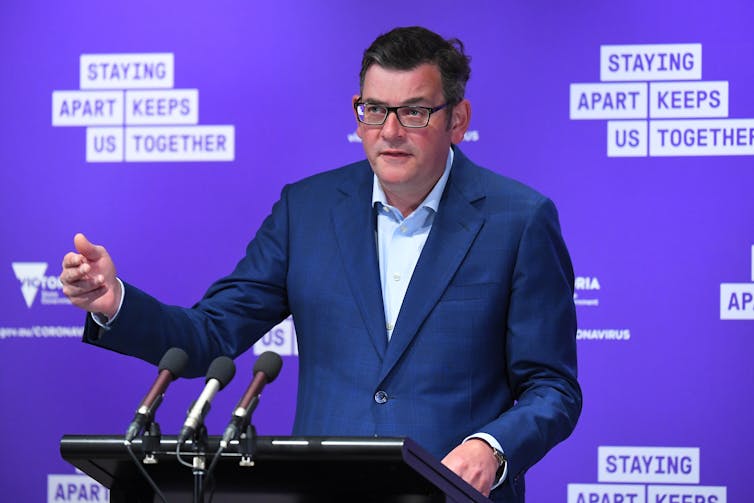 Victorian Premier Daniel Andrews at a press conference