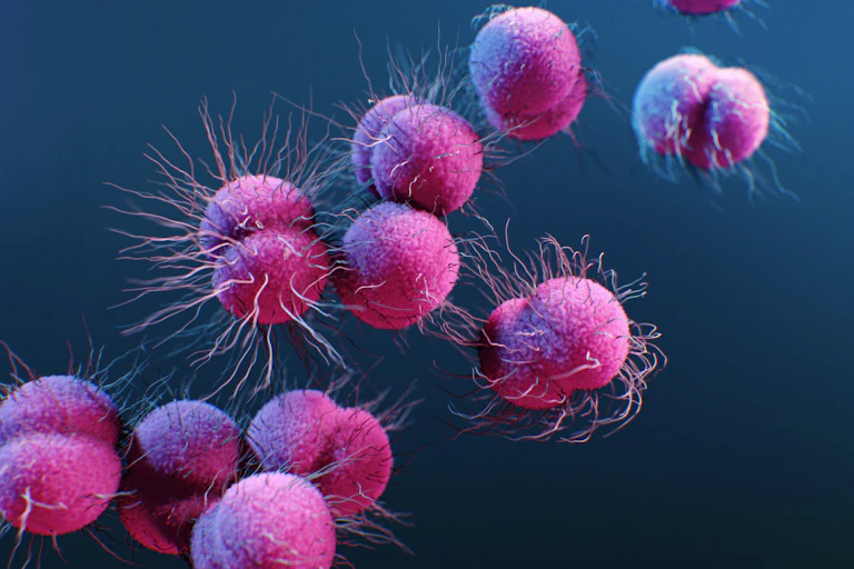 Illustration of Neisseria gonorrhoeae bacteria.