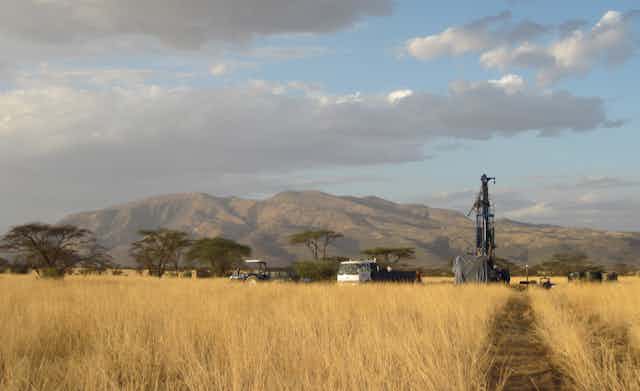 drill to extract sediment core in the East Africa Rift Valley