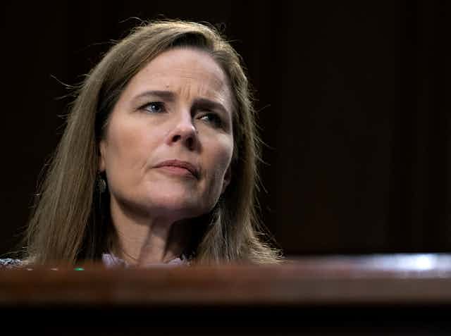 Supreme Court nominee Amy Coney Barrett testifies during her confirmation hearings