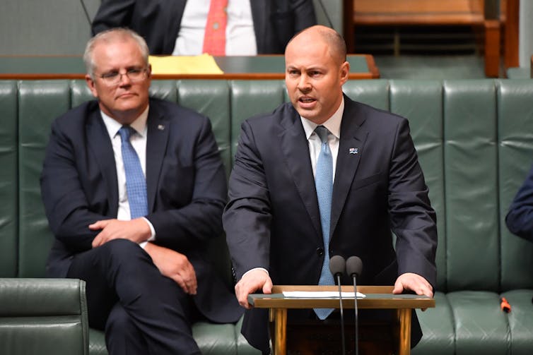 Treasurer Josh Frydenberg delivers the federal budget in 2020.