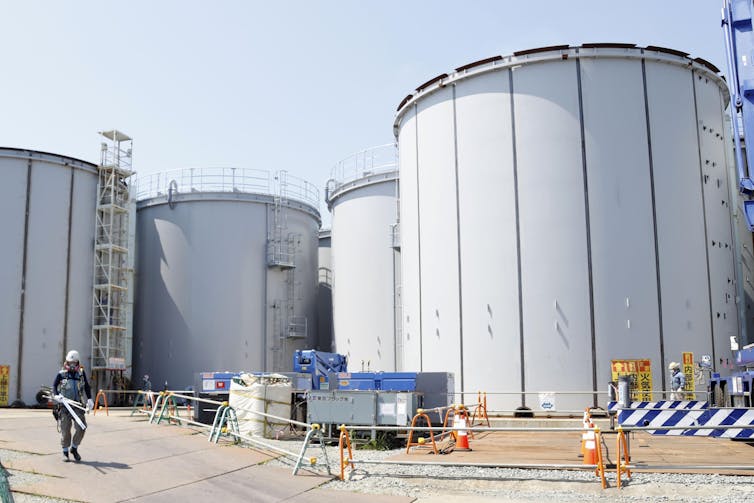 Four huge white tanks