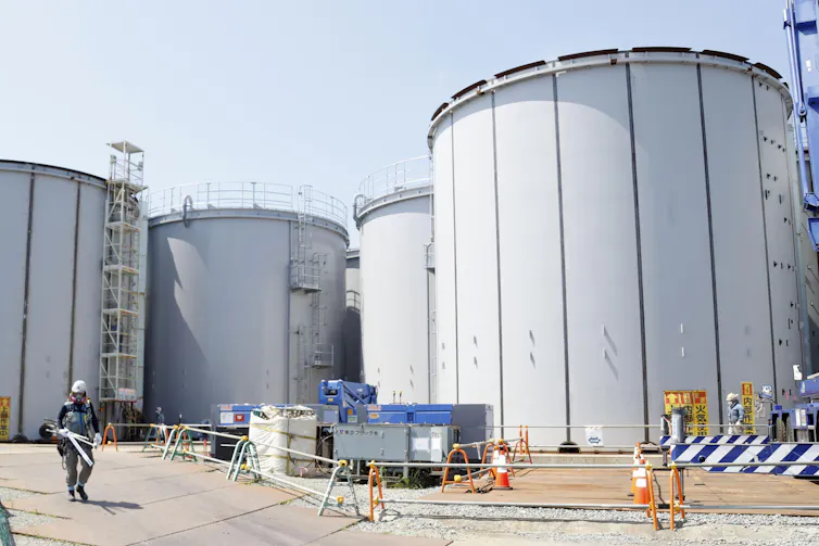 Four huge white tanks