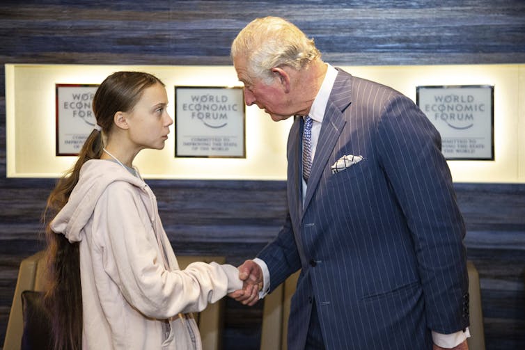 Thunberg shakes hands with Prince Charles