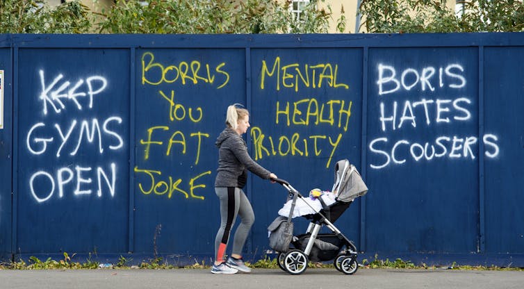 Grafitti criticising Boris Johnson in Liverpool.