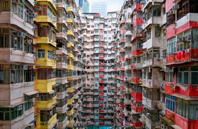 Crowded apartment housing in Hong Kong