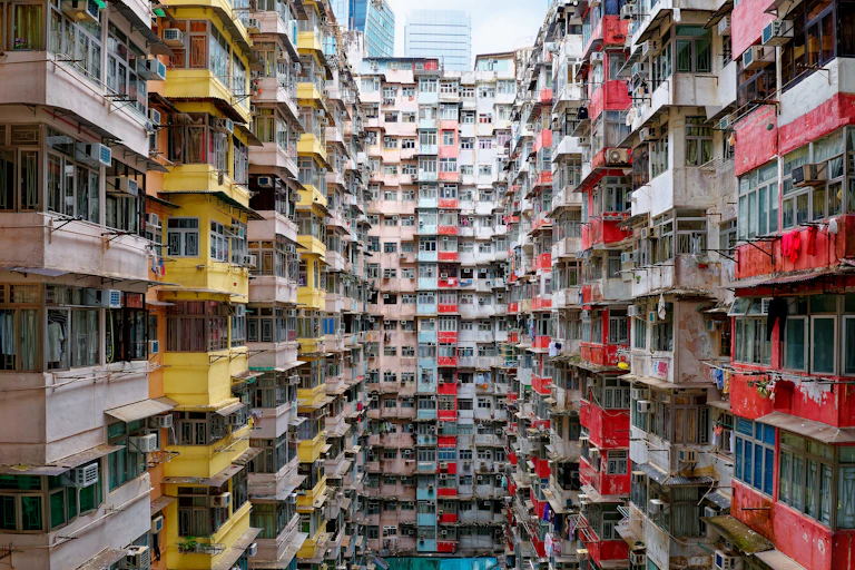 Crowded apartment housing in Hong Kong