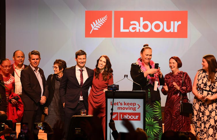 Labour Party and PM Jacinda Ardern after winning the 2020 election.