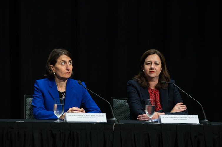 NSW Premier Gladys Berejiklian at a press conference with Queensland Premier Annastacia Palaszczuk