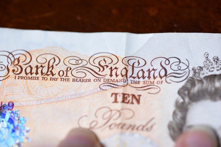Ten pound note close-up