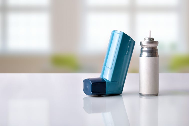 An inhaler on a table