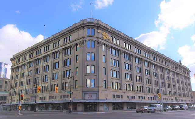 A photograph of the Hudson Bay Company's department store in Winnipeg