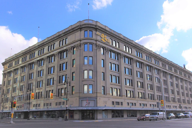 A photograph of the Hudson Bay Company's department store in Winnipeg