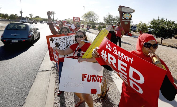 People carrying placards.