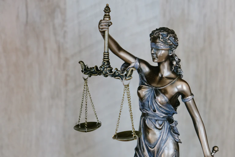 Statue of justice, blindfolded with scales
