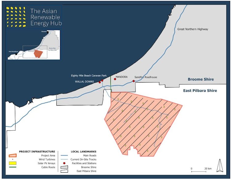 Map showing proposed location of the Asian Renewable Energy Hub.