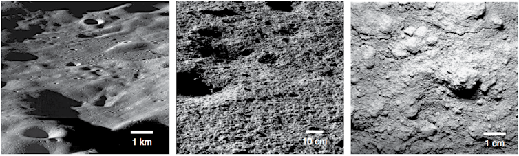 Images of locations of water on the Moon