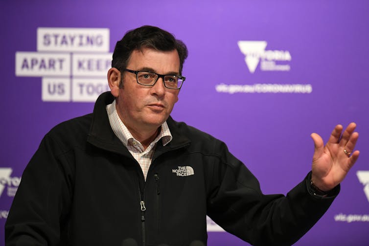 Victorian Premier Daniel Andrews at a press conference