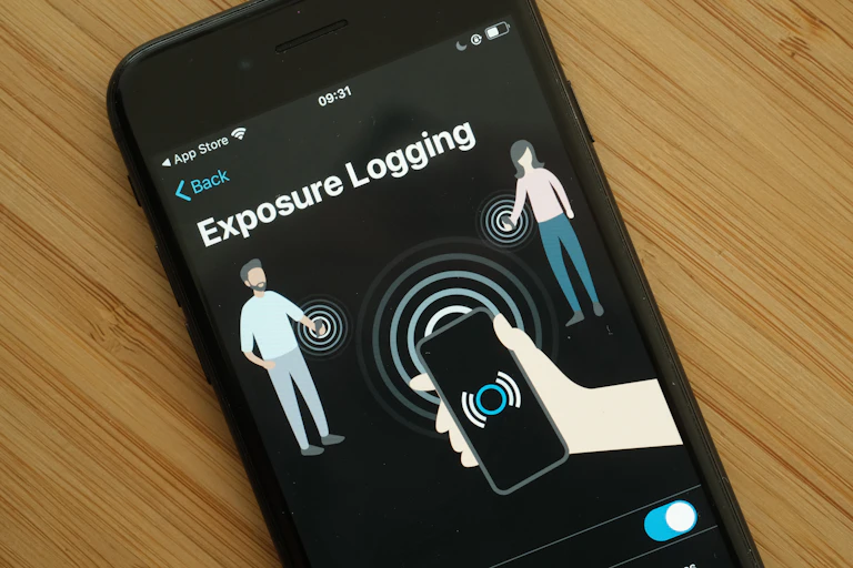 A digital contact tracing app on a mobile device.