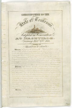 Page 1 of the 1870 Tennessee Constitution