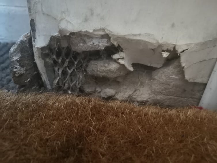 Photo showing disintegrating wall