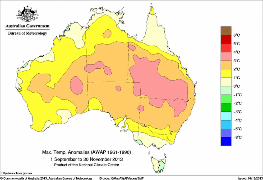 September 1 Spring Australia records its warmest spring