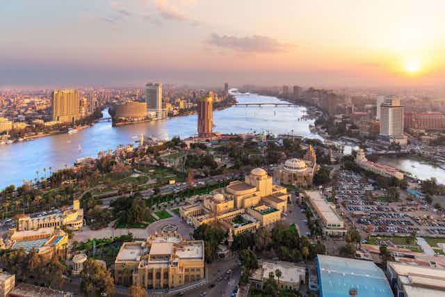 Aerial view of the city of Cairo and the Nile River