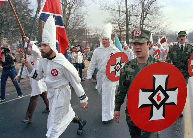 A KKK march in Tennessee in 1986