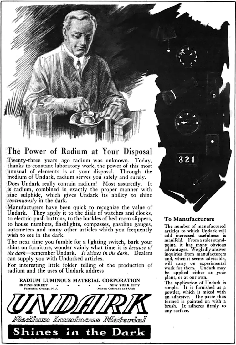 Anuncio de Undark (1921).